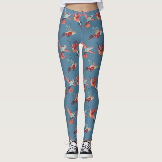 Retro Hummingbird Muster 2 Leggings (Vorderseite)