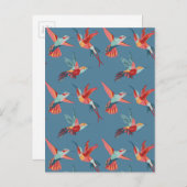Retro Hummingbird Muster 2 Postkarte (Vorne/Hinten)