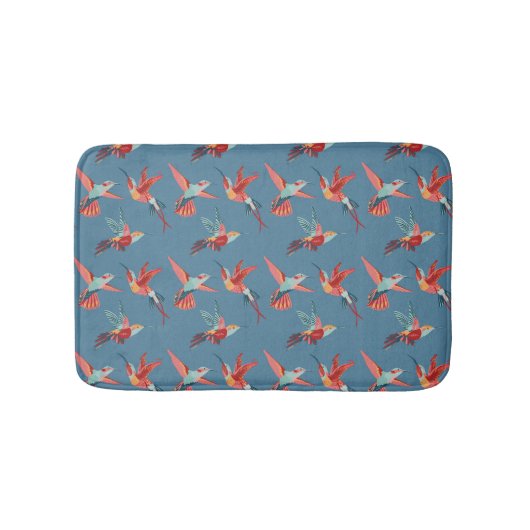 Retro Hummingbird-Muster Badematte (Vorderseite)