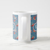 Retro Hummingbird-Muster| Monogramm Jumbo-Tasse (Rückseite)
