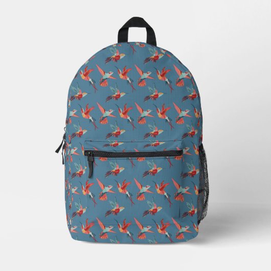 Retro Hummingbird Pattern Bedruckter Rucksack (Vorderseite)