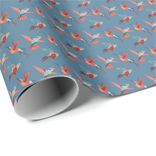 Retro Hummingbird Pattern Geschenkpapier (Rolleneckpunkt)