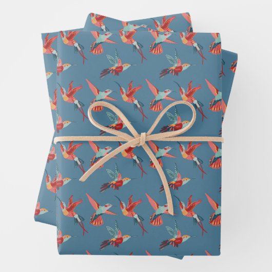 Retro Hummingbird Pattern Geschenkpapier Set (Beispiel)