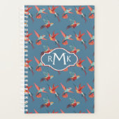 Retro Hummingbird Pattern | Monogramm Planer (Vorderseite)