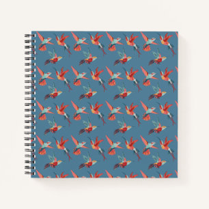 Retro Hummingbird Pattern Notizblock