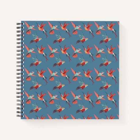 Retro Hummingbird Pattern Notizblock (Vorderseite)