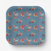 Retro Hummingbird Pattern Pappteller (Vorderseite)