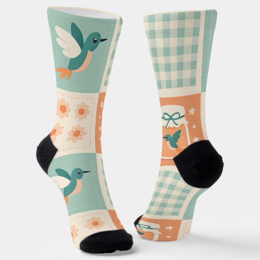 Retro Hummingbird Socks Socken (Gewinkelt)