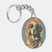 Retro Hund Behielt auf der Schlüsselkette Barkin Schlüsselanhänger (Vorderseite links)