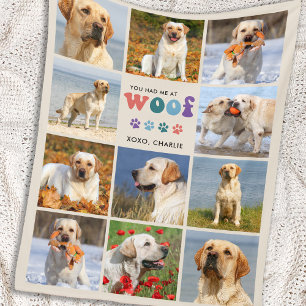 Retro Hund Lover WOOF Custom 11 Heimtier Foto Coll Fleecedecke
