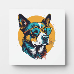 Retro-Hund mit Sonnenbrille Fotoplatte