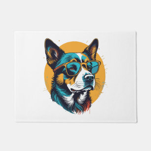 Retro-Hund mit Sonnenbrille Fußmatte