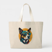 Retro Hund mit Sonnenbrille Jumbo Stoffbeutel (Rückseite)