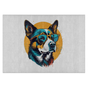 Retro-Hund mit Sonnenbrille Schneidebrett