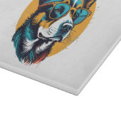 Retro Hund mit Sonnenbrille Schneidebrett (Ecke)