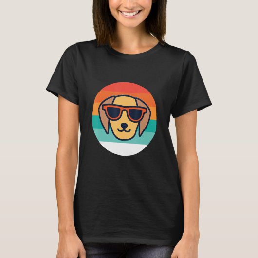 Retro Hund Mit Sonnenbrille T-Shirt (Vorderseite)