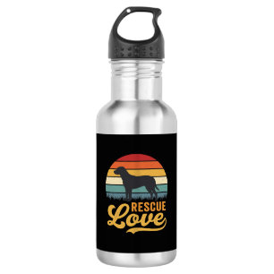 Retro-Hund Sonnenuntergang Rescue Love_1 Edelstahlflasche