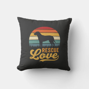 Retro-Hund Sonnenuntergang Rescue Love_1 Kissen