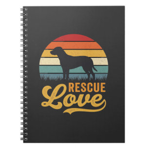 Retro-Hund Sonnenuntergang Rescue Love_1 Notizblock