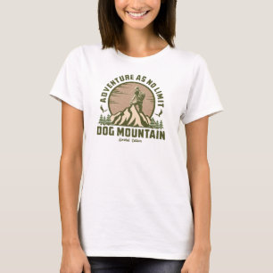 Retro Hunde Bergwanderung Sonnenuntergang T-Shirt