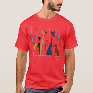 Retro-Hunde im MidCentury-Modern-Stil der 50er und T-Shirt