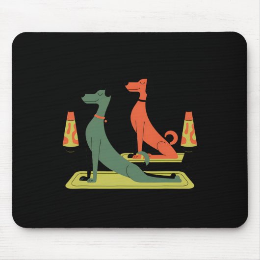 Retro-Hunde im Stil der Mitte des 20. Jahrhunderts Mousepad (Vorne)