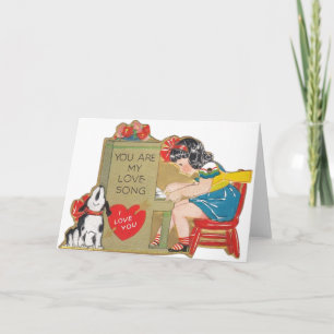 Retro-Hunde-Liebeslied Valentinstag-Karte Feiertagskarte