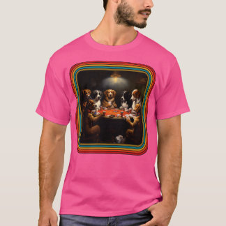 Retro Hunde Poker spielen T-Shirt