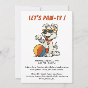 Retro-Hunde-Strandparty-Einladung – Vintage-Cartoo Einladung