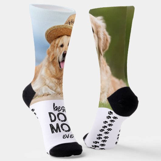 Retro HUNDEMUTTER Personalisierte Pfotenabdrücke H Socken (Gewinkelt)