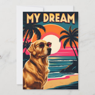 Retro-Hundesonnenbrille Strand im Vintage-Sonnenun Feiertagskarte