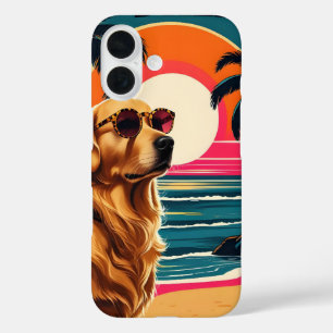 Retro-Hundesonnenbrille Vintage-Sonnenuntergang St iPhone 16 Hülle