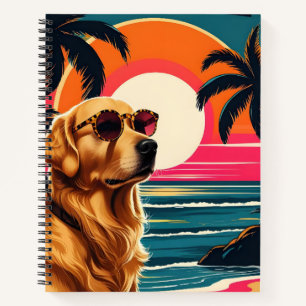 Retro-Hundesonnenbrille Vintage-Sonnenuntergang St Notizblock