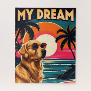 Retro-Hundesonnenbrille Vintage-Sonnenuntergang St Puzzle