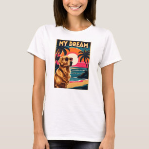 Retro-Hundesonnenbrille Vintage-Sonnenuntergang St T-Shirt