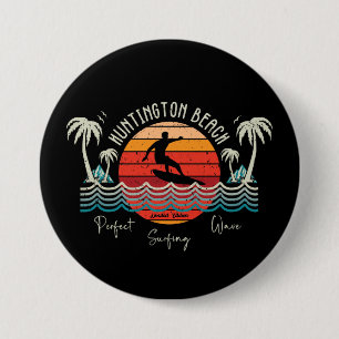 Retro Huntington Beach Surfing Button