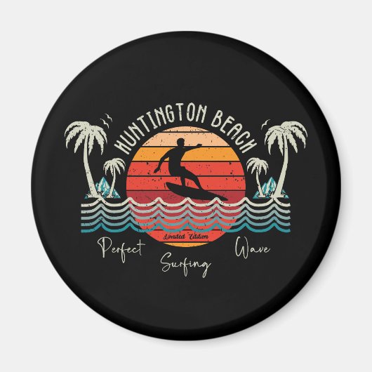 Retro Huntington Beach Surfing Magnet (Vorne)