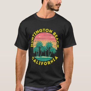 Retro Huntington Beach Vacation Souvenir Palm Tree T-Shirt