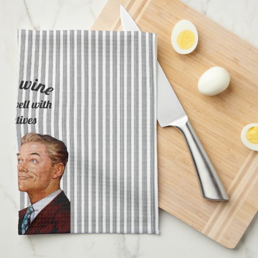 Retro Husband Funny Wine Geschirrtuch (Viertel Falte)