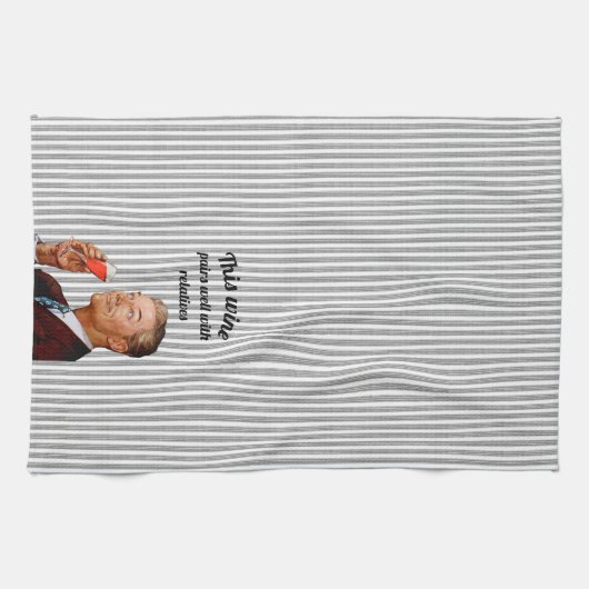Retro Husband Funny Wine Geschirrtuch (Horizontal)
