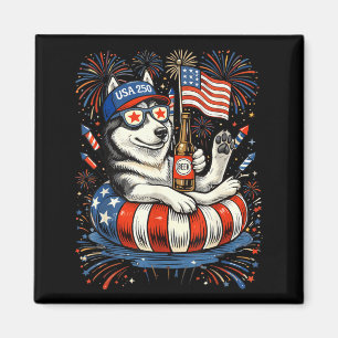 Retro Husky Bier USA 250. Jubiläum 4. Juli Magnet