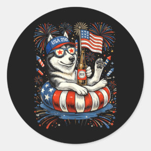 Retro Husky Bier USA 250. Jubiläum 4. Juli Runder Aufkleber