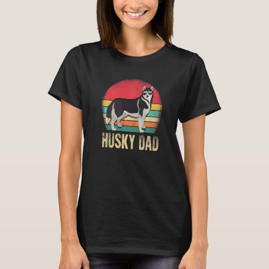 Retro Husky Dad Dog Owner Pet Siberian Huskies Fa T-Shirt (Vorderseite)
