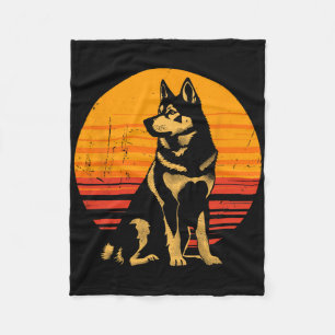 Retro Husky Dog Owner gibt Vintagen sibirischen Hu Fleecedecke
