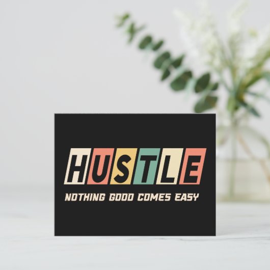 Retro Hustle Nichts Gutes kommt einfach Postkarte (Stehend Vorderseite)