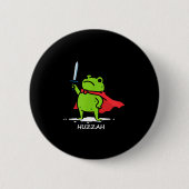 Retro Huzzah Frog Knight Funny Sword Meme Quote Me Button (Vorderseite)