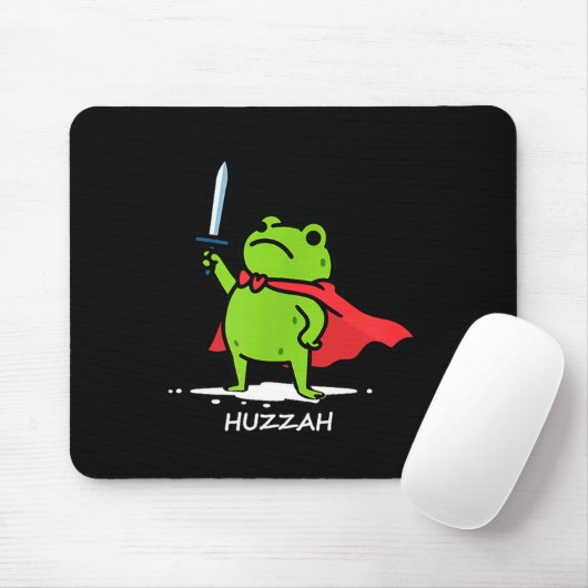 Retro Huzzah Frog Knight Funny Sword Meme Quote Me Mousepad (Mit Mouse)