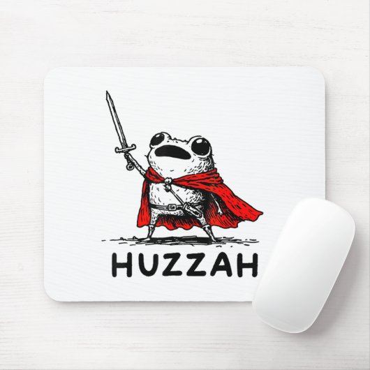 Retro Huzzah Frog Knight Funny Sword Meme Quote Mousepad (Mit Mouse)