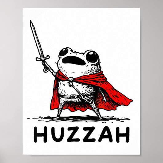 Retro Huzzah Frog Knight Funny Sword Meme Quote  Poster (Vorne)