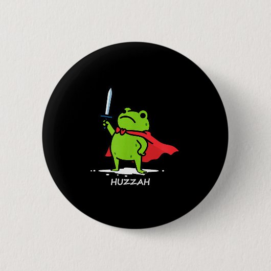 Retro Huzzah Frosch Ritter Lustiges Schwert Meme Z Button (Vorderseite)